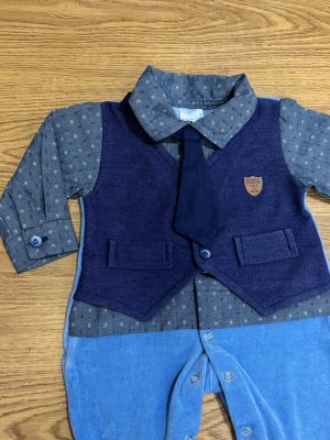 Saída de maternidade social em tecido plush azul